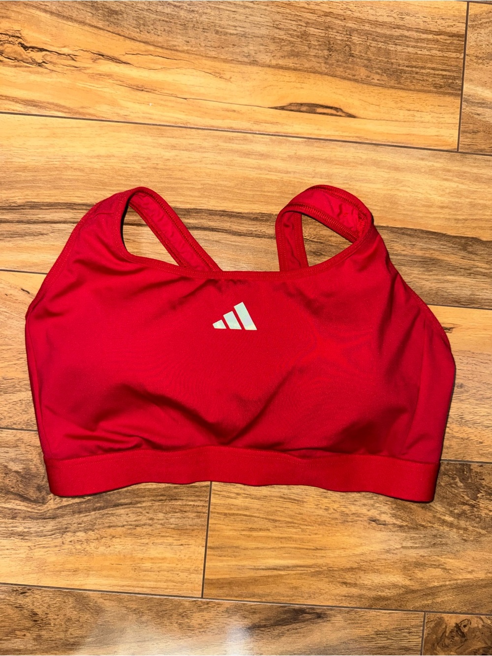 adidas Vibrant Red Scoop-Neck Sports Bra